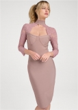 Venus Lace Sleeve Bandage Dress - Tan Venus Lace Sleeve Bandage Dress - Tan