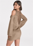 Venus Faux-Suede Cold-Shoulder Dress - Tan Venus Faux-Suede Cold-Shoulder Dress - Tan