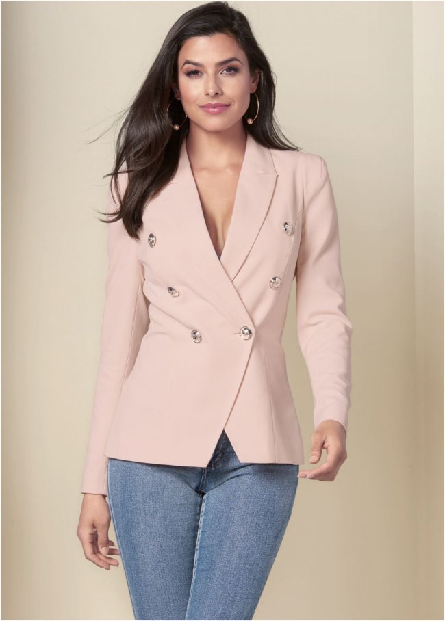 Venus Double Breasted Blazer in Light Pink Venus Double Breasted Blazer in Light Pink