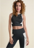 Venus Color Block Active Crop Top in Black & White Venus Color Block Active Crop Top in Black & White