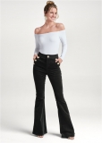 Venus Black Button-Front Corduroy Pants Venus Black Button-Front Corduroy Pants