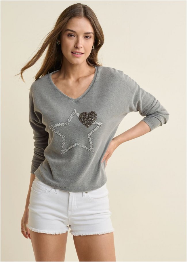 Venus Textured Sparkle Top in Grey Venus Textured Sparkle Top in Grey