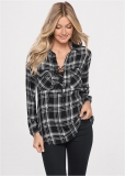 Venus Plaid Lace-Up Top in Black Multi Venus Plaid Lace-Up Top in Black Multi