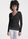 Venus VENUS | Rhinestone V-Neck Sweater in Black Venus VENUS | Rhinestone V-Neck Sweater in Black