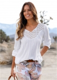 Venus Oversize Tie-Front Blouse in White Venus Oversize Tie-Front Blouse in White