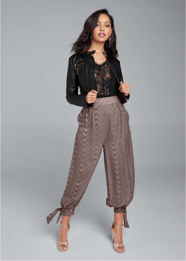 Venus Chiffon Jogger Pants in Brown Venus Chiffon Jogger Pants in Brown