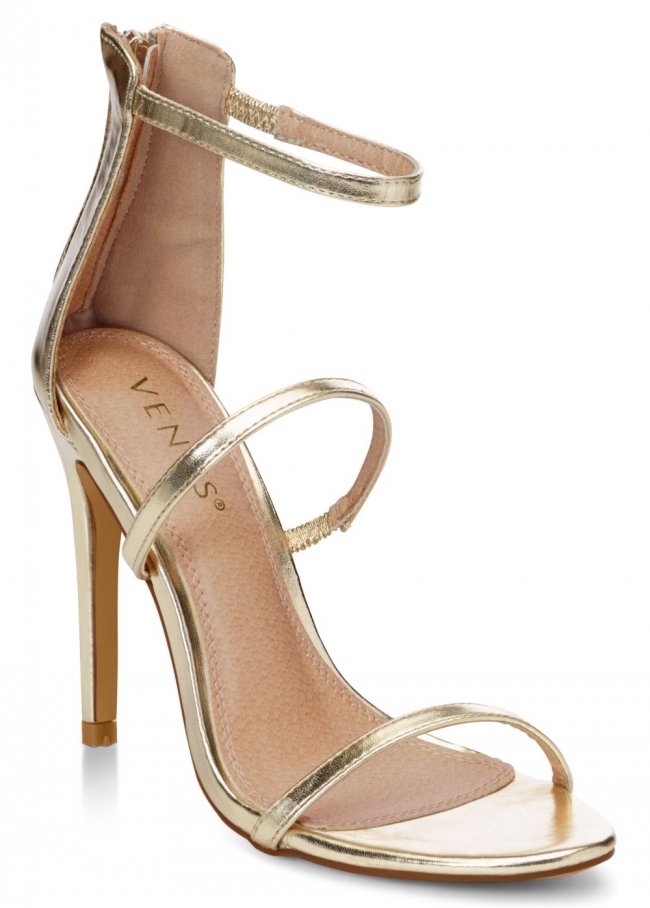 Venus High Heel Strappy Sandals in Gold Venus High Heel Strappy Sandals in Gold