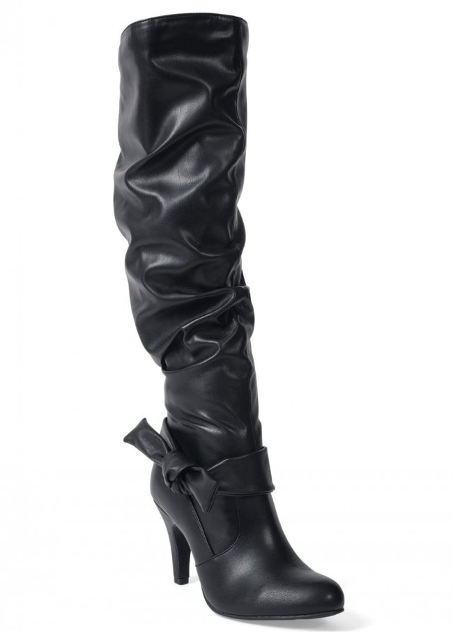 Venus Slouchy High Heel Bow Boots in Black Venus Slouchy High Heel Bow Boots in Black