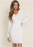 Venus Cable Knit Sweater Dress - Cream Venus Cable Knit Sweater Dress - Cream
