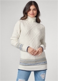 Venus VENUS | Fair Isle Turtleneck Sweater in White & Blue Venus VENUS | Fair Isle Turtleneck Sweater in White & Blue