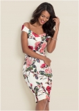 Venus Floral Bodycon Dress - White Multi Venus Floral Bodycon Dress - White Multi