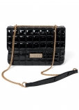 Venus Quilted Shiny Leather Bag in Black Venus Quilted Shiny Leather Bag in Black