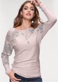 Venus VENUS | Floral Detail Sweater in Pink Venus VENUS | Floral Detail Sweater in Pink