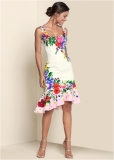 Venus Ruffle Trim Detail Dress - White Multi Venus Ruffle Trim Detail Dress - White Multi