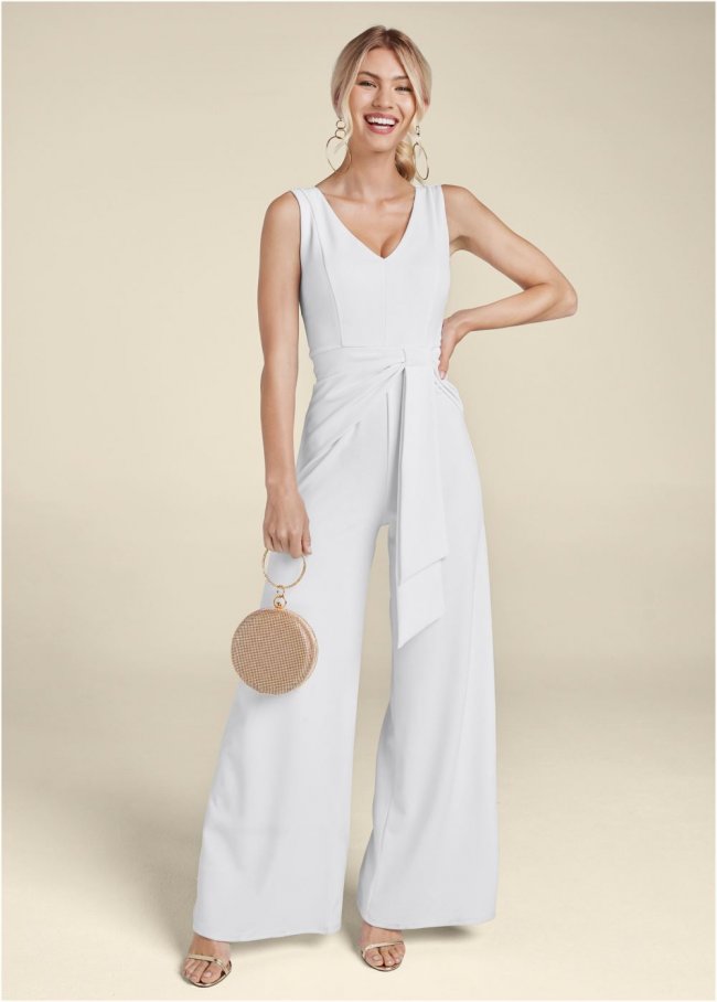 Venus Wide Leg Jumpsuit in White Venus Wide Leg Jumpsuit in White