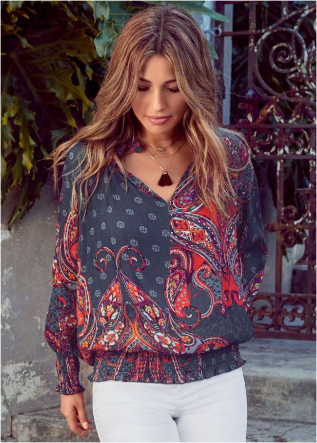 Venus Paisley Top in Navy Multi Venus Paisley Top in Navy Multi