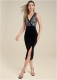 Venus Velvet Lace Bodycon Dress - Black & Nude Venus Velvet Lace Bodycon Dress - Black & Nude