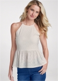 Venus Eyelet Babydoll Top in White Venus Eyelet Babydoll Top in White