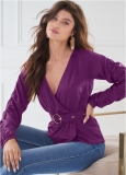 Venus V-Neck Belted Top in Purple Venus V-Neck Belted Top in Purple