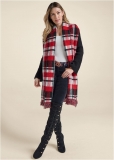 Venus VENUS | Plaid Fringe Duster in Black Multi Venus VENUS | Plaid Fringe Duster in Black Multi