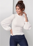 Venus Balloon Sleeve Blouse in White Venus Balloon Sleeve Blouse in White