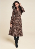 Venus Long Leopard Print Coat in Brown Multi Venus Long Leopard Print Coat in Brown Multi