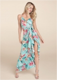 Venus Floral Print Wrap Dress - Aqua Multi Venus Floral Print Wrap Dress - Aqua Multi