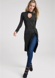 Venus Grommet Lace-Up Shimmer Top in Black Multi Venus Grommet Lace-Up Shimmer Top in Black Multi