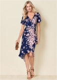 Venus Floral Print Wrap Dress - Navy Multi Venus Floral Print Wrap Dress - Navy Multi