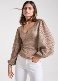 Venus Lace Balloon Sleeve Top in Mocha Venus Lace Balloon Sleeve Top in Mocha