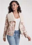 Venus Faux-Suede Tie-Dye Coat in White & Pink Venus Faux-Suede Tie-Dye Coat in White & Pink