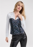 Venus Layered Tweed Bustier Top in Navy Multi Venus Layered Tweed Bustier Top in Navy Multi