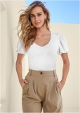 Venus Puff Sleeve Tee in White Venus Puff Sleeve Tee in White