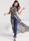 Venus Animal Print Maxi Top in White Multi Venus Animal Print Maxi Top in White Multi
