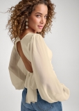 Venus Open-Back Tie Blouse in Off White Venus Open-Back Tie Blouse in Off White