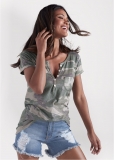 Venus Camo Pocket Top in Olive Multi Venus Camo Pocket Top in Olive Multi