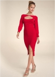 Venus Sweater Dress With Shrug - Red Venus Sweater Dress With Shrug - Red