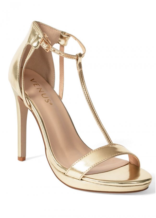 Venus T-Strap Heels in Gold Venus T-Strap Heels in Gold