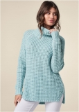 Venus VENUS | Waffle Stich Turtleneck in Light Blue Venus VENUS | Waffle Stich Turtleneck in Light Blue