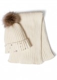 Venus Ribbed Beanie And Scarf Set in Nude Venus Ribbed Beanie And Scarf Set in Nude