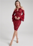 Venus Lace Midi Dress - Red & Nude Venus Lace Midi Dress - Red & Nude