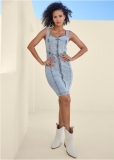 Venus Zip Front Denim Dress - Acid Wash Venus Zip Front Denim Dress - Acid Wash