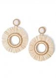 Venus Raffia Hoop Earrings in White & Gold Venus Raffia Hoop Earrings in White & Gold