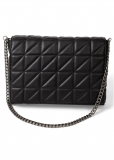 Venus Quilted Chain Handbag in Black & Silver Venus Quilted Chain Handbag in Black & Silver