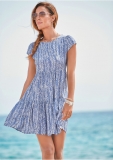 Venus Printed Babydoll Dress - Blue & White Venus Printed Babydoll Dress - Blue & White