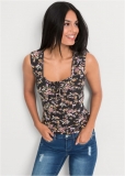 Venus Tie-Front Floral Top in Black Multi Venus Tie-Front Floral Top in Black Multi