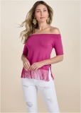 Venus VENUS | Off-The-Shoulder Sweater in Fuchsia Venus VENUS | Off-The-Shoulder Sweater in Fuchsia