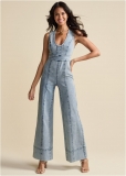 Venus Stretch Denim Jumpsuit in Acid Wash Venus Stretch Denim Jumpsuit in Acid Wash