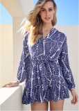 Venus Printed A-Line Dress - Navy Multi Venus Printed A-Line Dress - Navy Multi
