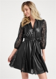 Venus Faux-Leather And Lace Dress - Black Venus Faux-Leather And Lace Dress - Black